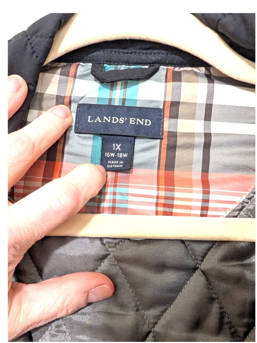 Lands End Black Quilted Jacket - Picture 6 of 9